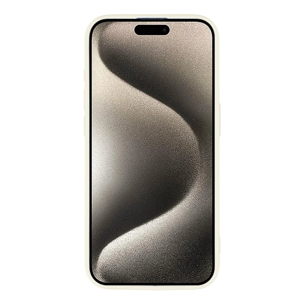 For iPhone 15 Pro Case Heart Pattern TPU Phone Back Cover - Antique White / Black Hearts - 2