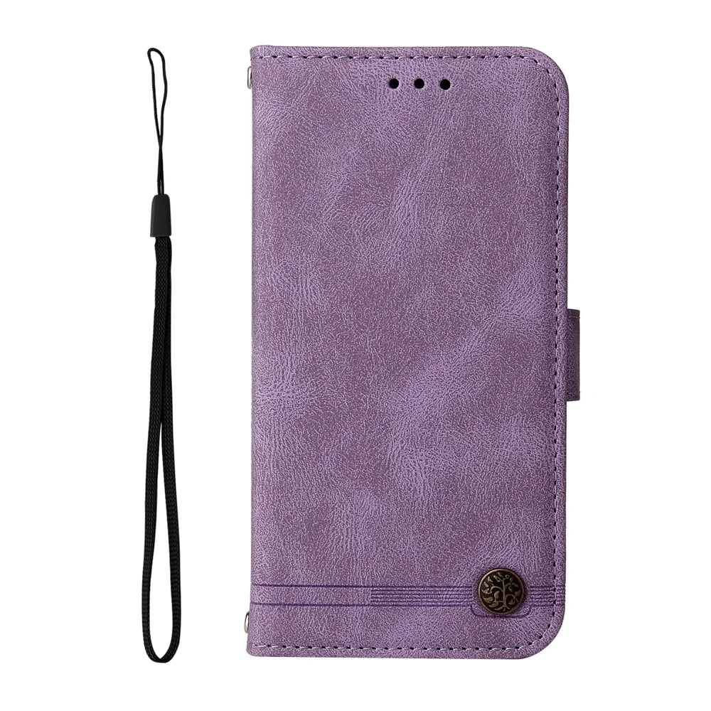For Samsung Galaxy S26 Ultra Leather Wallet Cases Skin Touch Phone Cover Stand with Strap - Purple - 6
