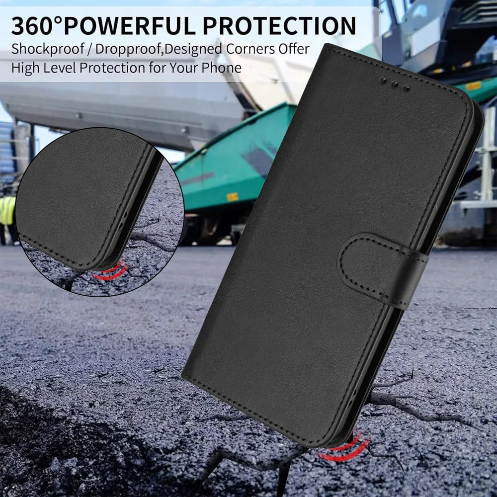 For Sony Xperia 10 VII Wallet Case RFID Blocking Calf Texture Leather Stand Phone Cover with Strap - Black - 6