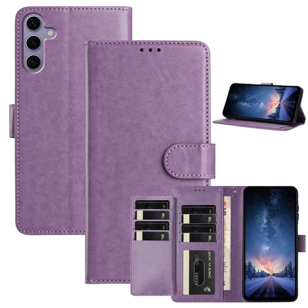 For Samsung Galaxy S24+ Wallet Phone Case Stand PU Leather Folio Flip Cover with 8 Card Slot - Purple - 2