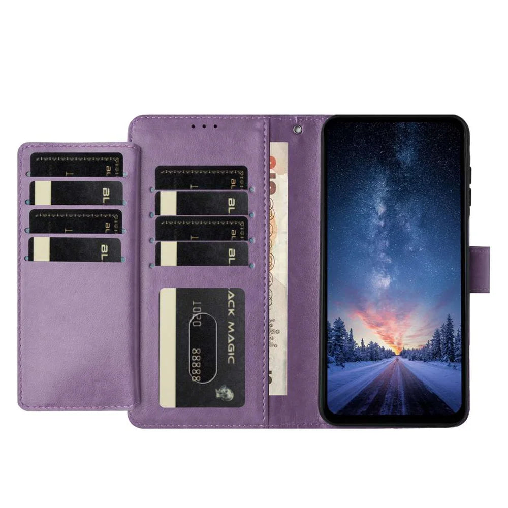 For Samsung Galaxy S24+ Wallet Phone Case Stand PU Leather Folio Flip Cover with 8 Card Slot - Purple - 6