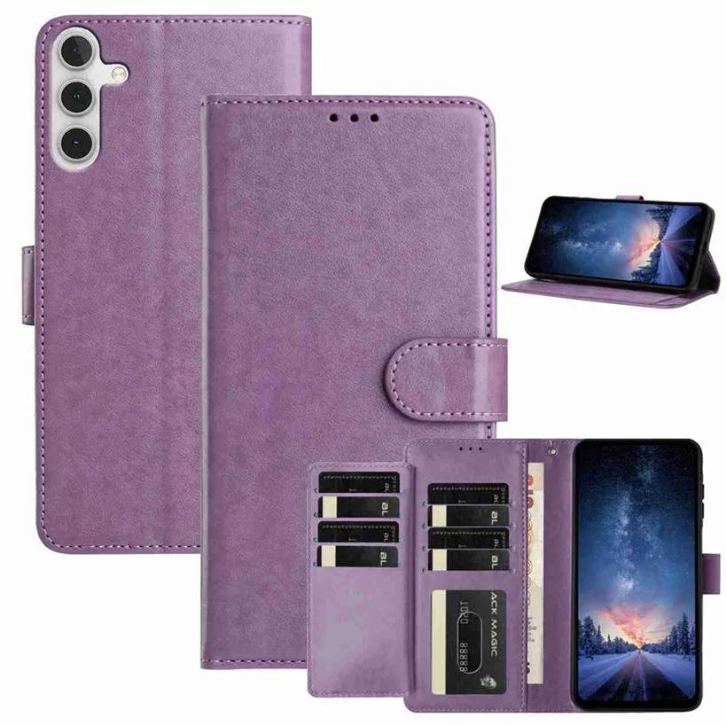 For Samsung Galaxy A05s 4G Wallet Phone Case Stand PU Leather Folio Flip Cover with 8 Card Slot - Purple - 2