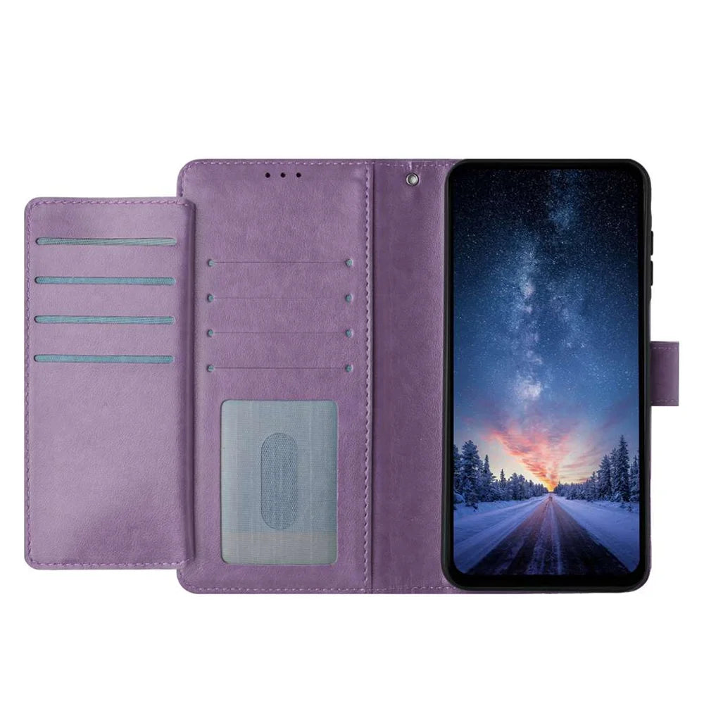 For Samsung Galaxy S24 Wallet Phone Case Stand PU Leather Folio Flip Cover with 8 Card Slot - Purple - 5