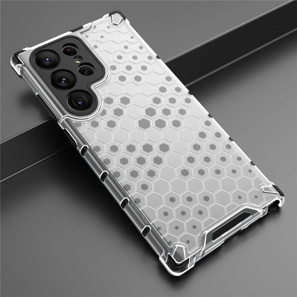 Shockproof Case for Samsung Galaxy S23 Ultra Honeycomb Textured Phone Case TPU + PC Protective Cover - Grey - 5