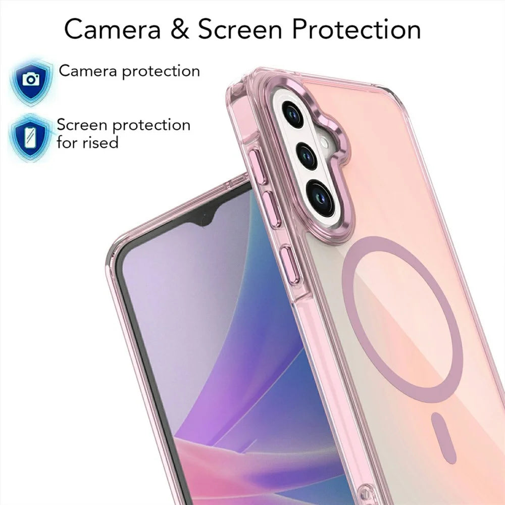 For Samsung Galaxy S25 FE Magnetic Case Color Changing TPU Phone Back Cover - Pink - 4