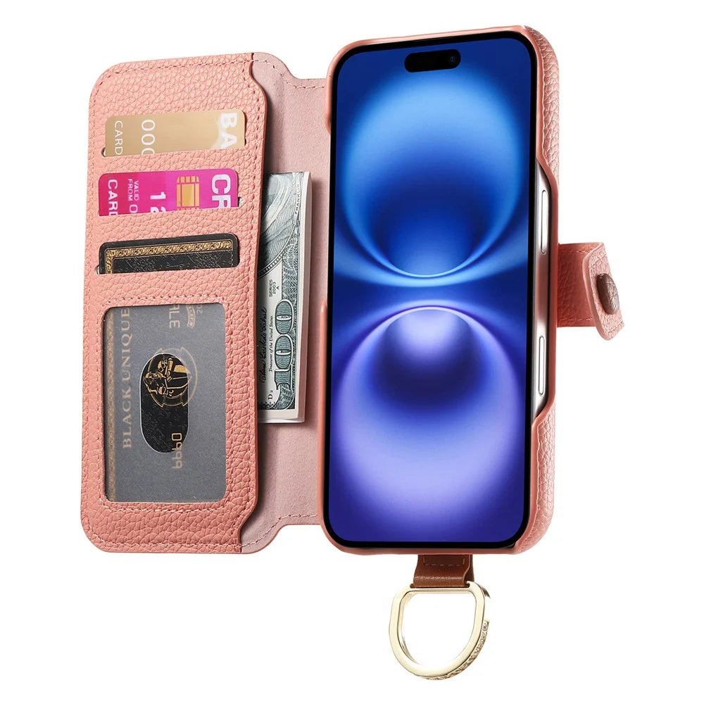 For iPhone 18 Pro Max / 17 Pro Max Case RFID Blocking Zipper Wallet PU Leather Mobile Cover - Pink - 2