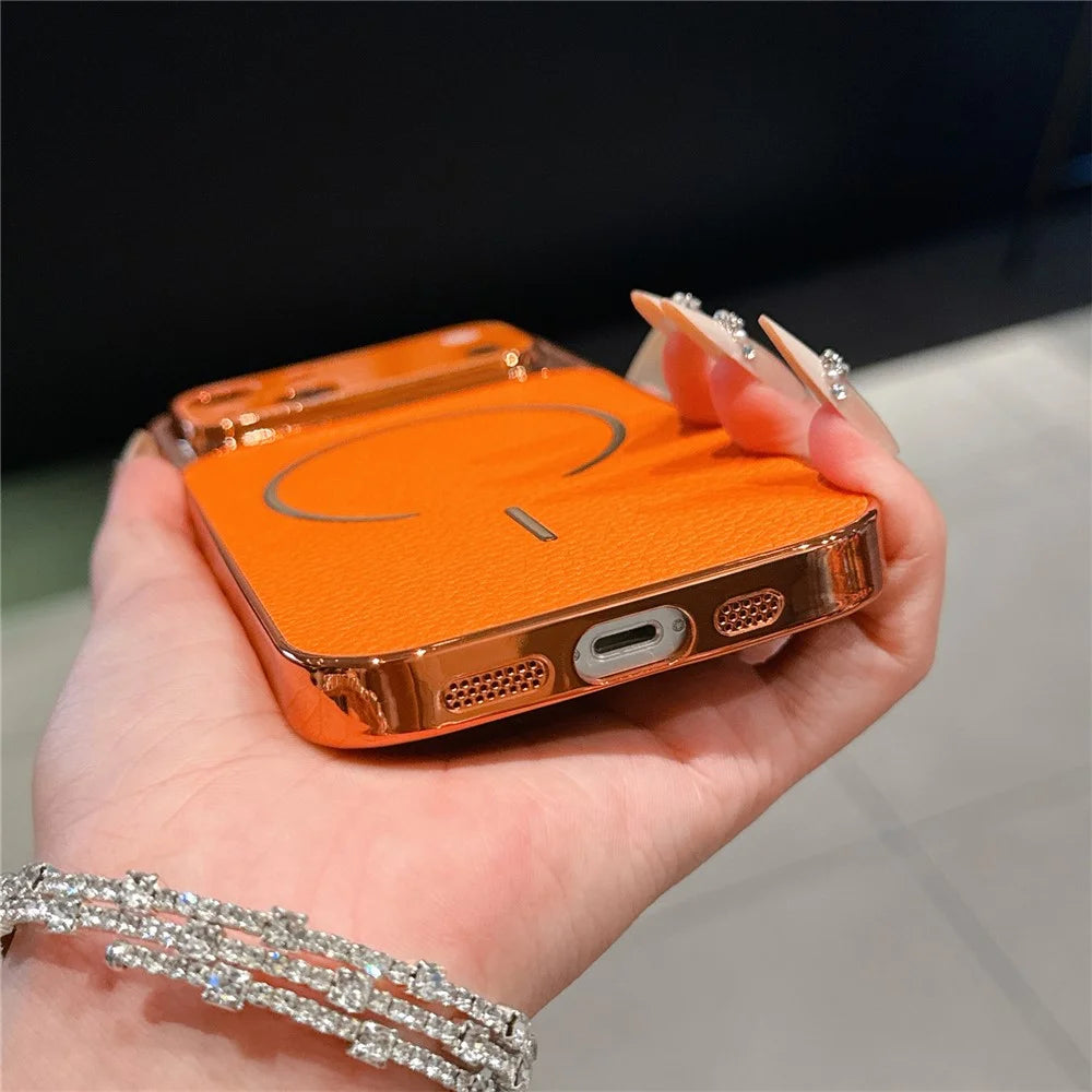 For iPhone 13 Electroplated Phone Case Transfer to 17 Pro Shockproof TPU PU Back Cover - Carbon Fiber Texture - 4