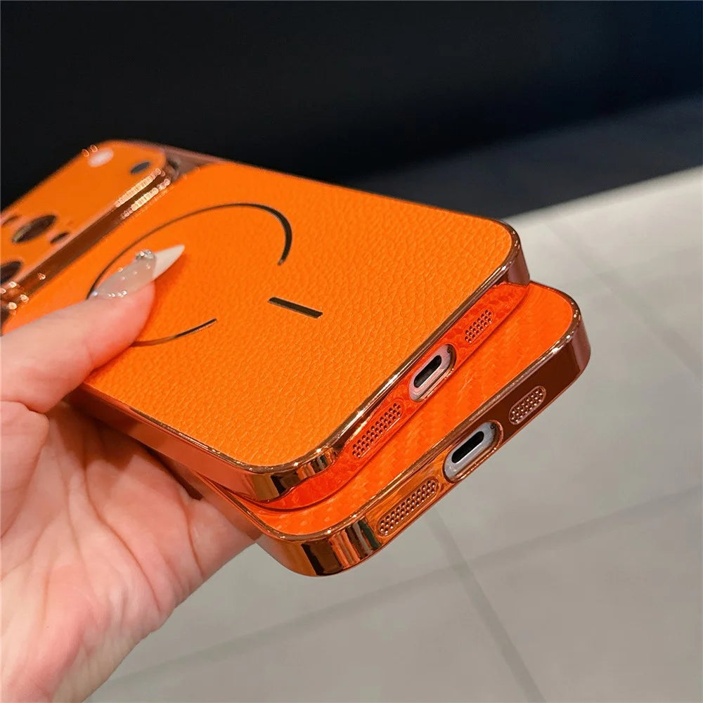 For iPhone 13 Pro Max Electroplated Phone Case Transfer to 17 Pro Max Shockproof TPU PU Back Cover - Litchi Texture - 6