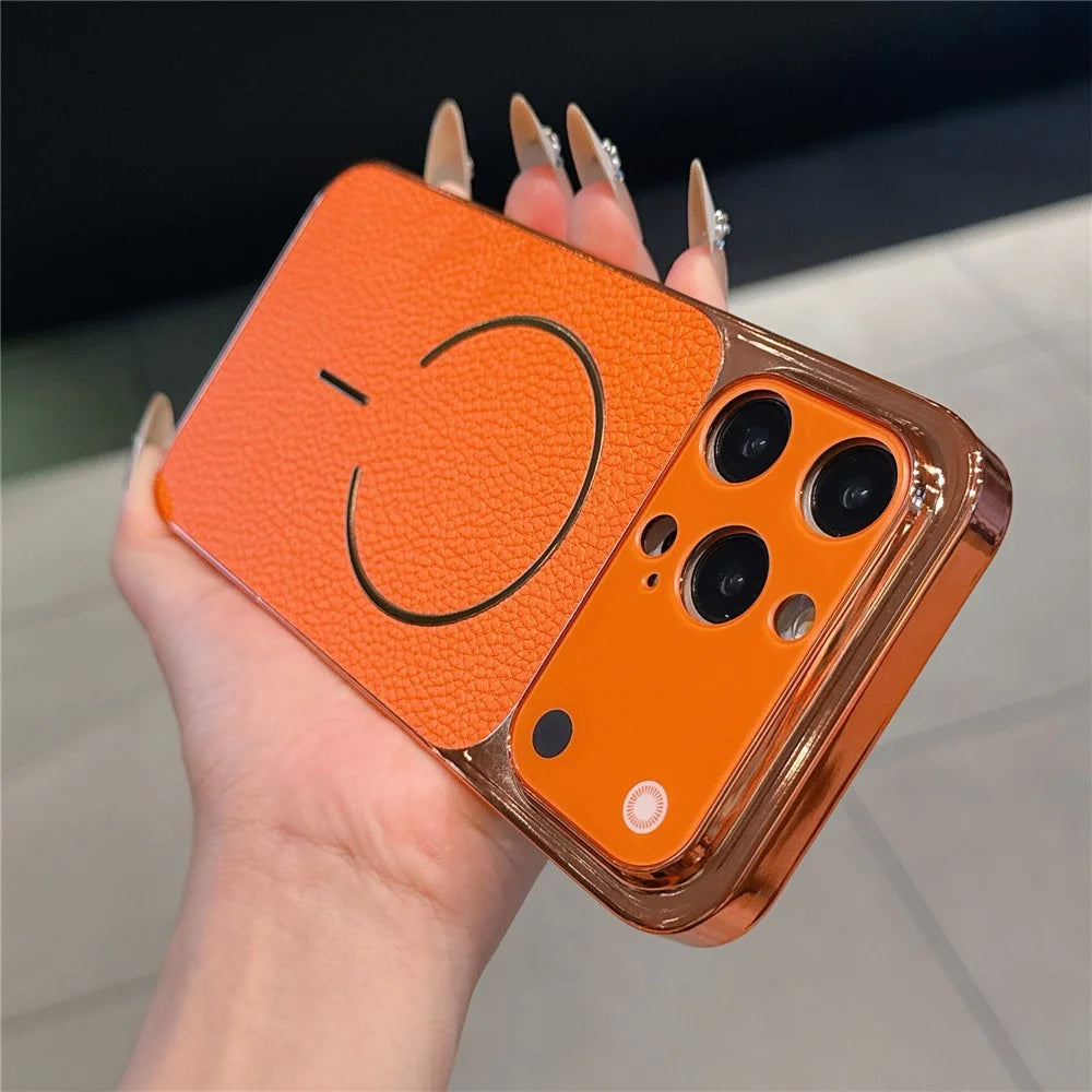 For iPhone 14 Pro Electroplated Phone Case Transfer to 17 Pro Shockproof TPU PU Back Cover - Litchi Texture - 2
