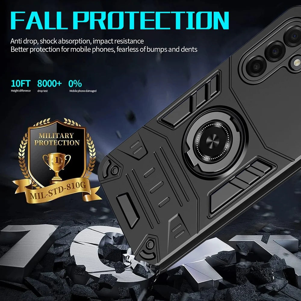 For Samsung Galaxy A18 5G / A18 4G / A17 5G / A17 4G Case with Ring Holder Kickstand PC + TPU Anti-Fall Phone Cover - Black - 3