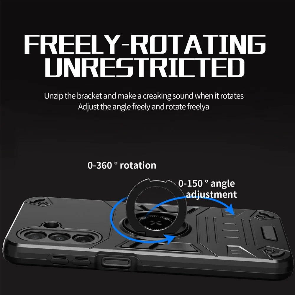 For Samsung Galaxy A36 5G Case with Ring Holder Kickstand PC + TPU Anti-Fall Phone Cover - Black - 2