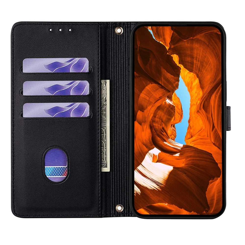 For Google Pixel 10 Pro XL Case Metal I-Buckle PU Leather Wallet Phone Cover - Black - 2
