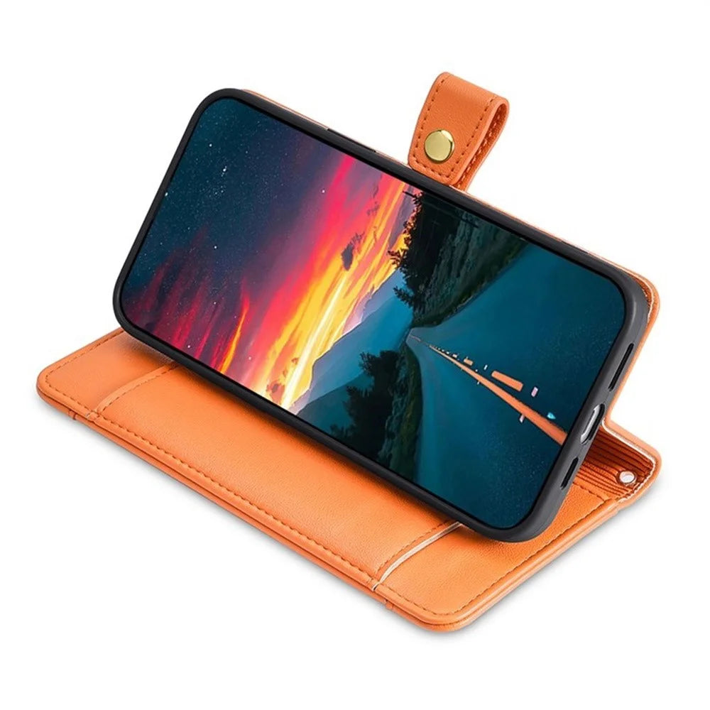 For Samsung Galaxy A08 5G / A08 4G / A07 4G Leather Case Zipper Pocket Wallet Phone Cover with 2 Straps - Orange - 3