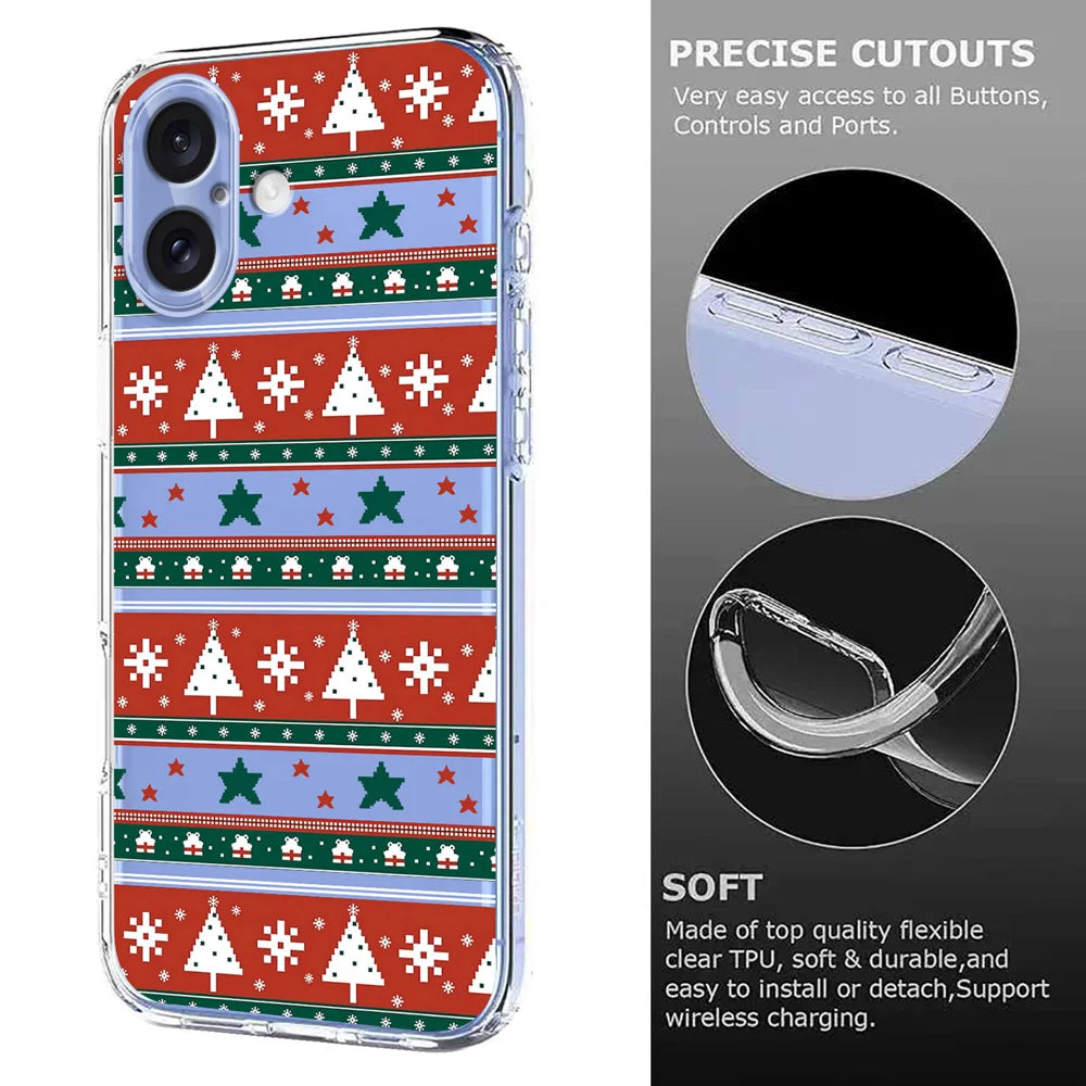 For iPhone 16 Plus Case Christmas Themed Pattern Printing TPU Phone Back Cover - Christmas Ribbons - 6