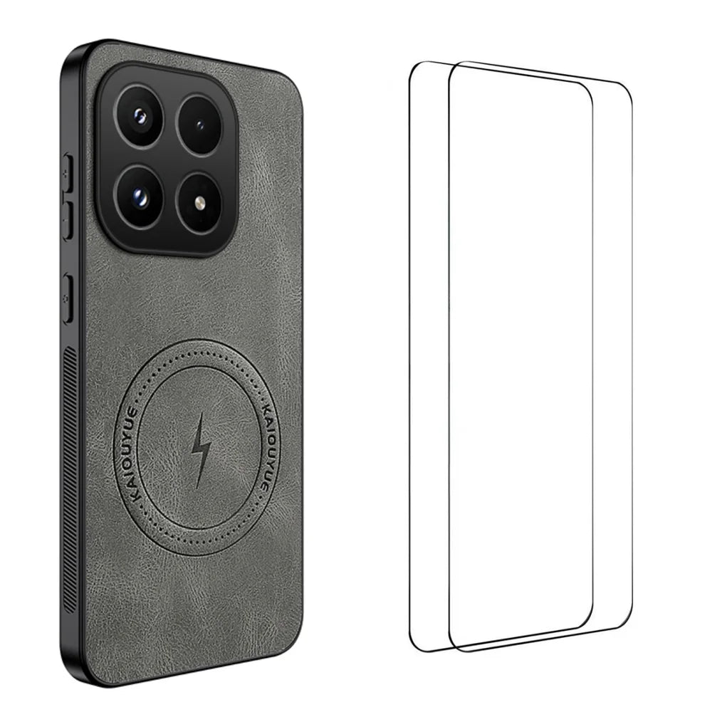 WANLONFENG For Xiaomi 17 Magnetic Case  SD Series PC TPU Phone Cover with 2Pcs Screen Film - Grey - 1