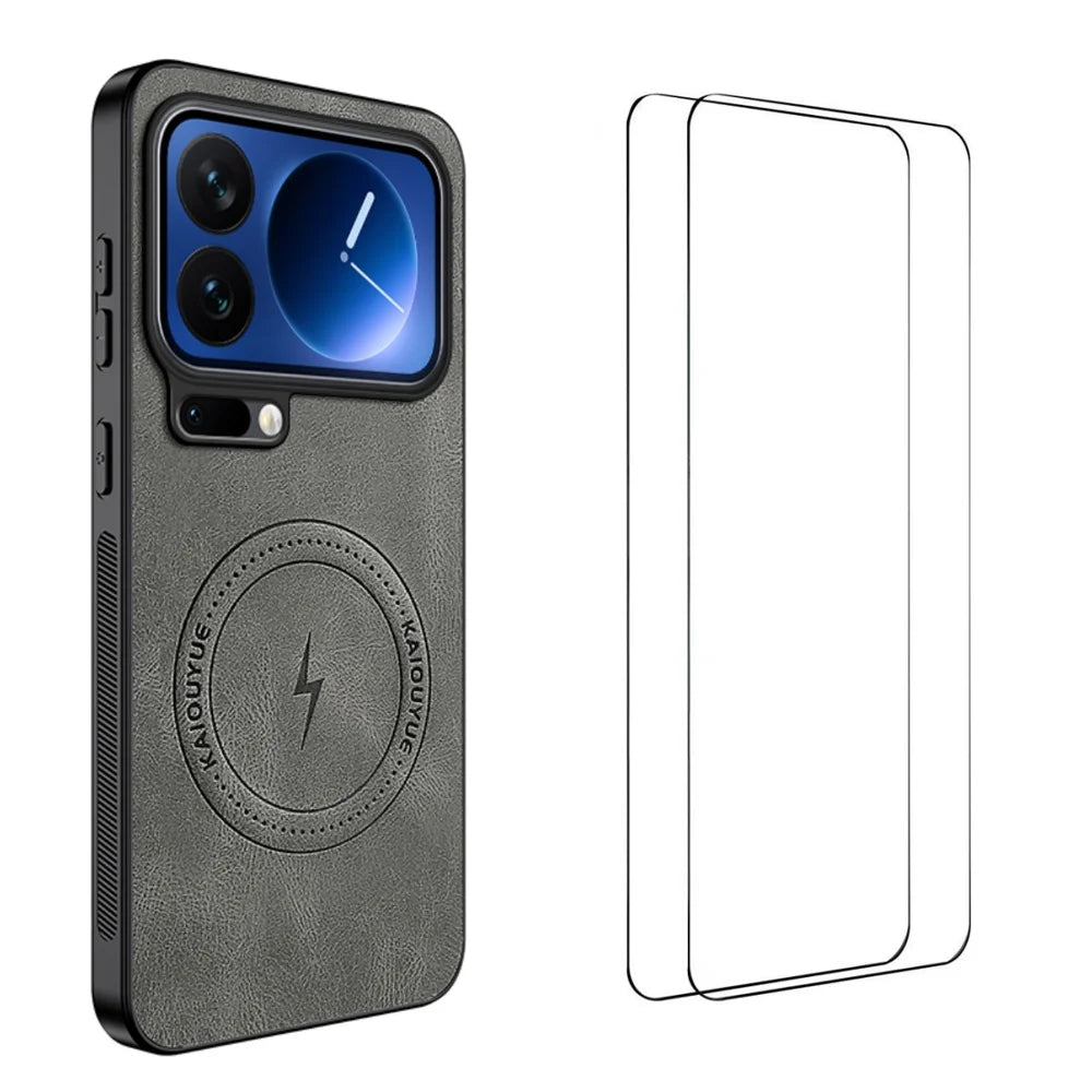 WANLONFENG For Xiaomi 17 Pro Max Magnetic Case  SD Series PC TPU Phone Cover with 2Pcs Screen Film - Grey - 1