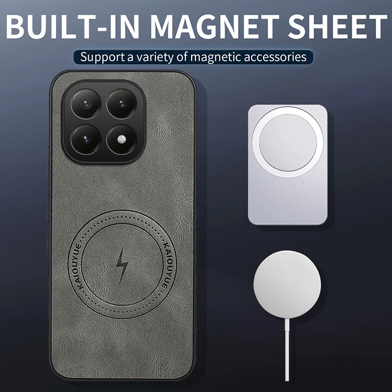 WANLONFENG For Xiaomi 15T Magnetic Case  SD Series PC TPU Phone Cover with 2Pcs Screen Film - Grey - 2
