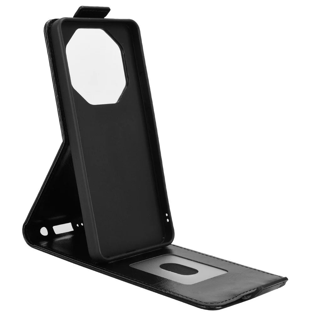 For Blackview Shark 6  /  Oscal Tiger 8 Stand Case Magnetic Clasp Vertical Flip Leather Phone Cover with Card Holder - Black - 2