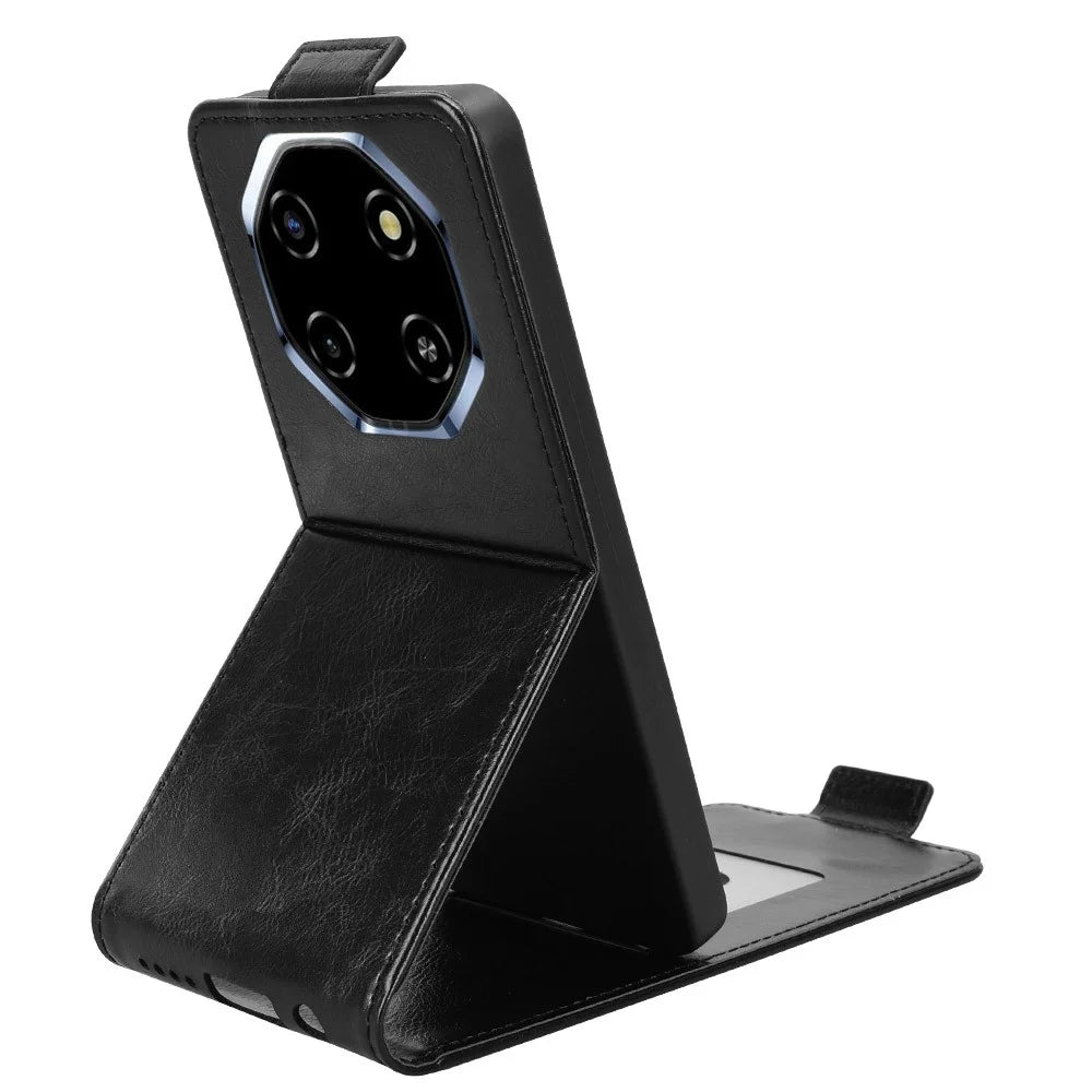 For Blackview Shark 6  /  Oscal Tiger 8 Stand Case Magnetic Clasp Vertical Flip Leather Phone Cover with Card Holder - Black - 3