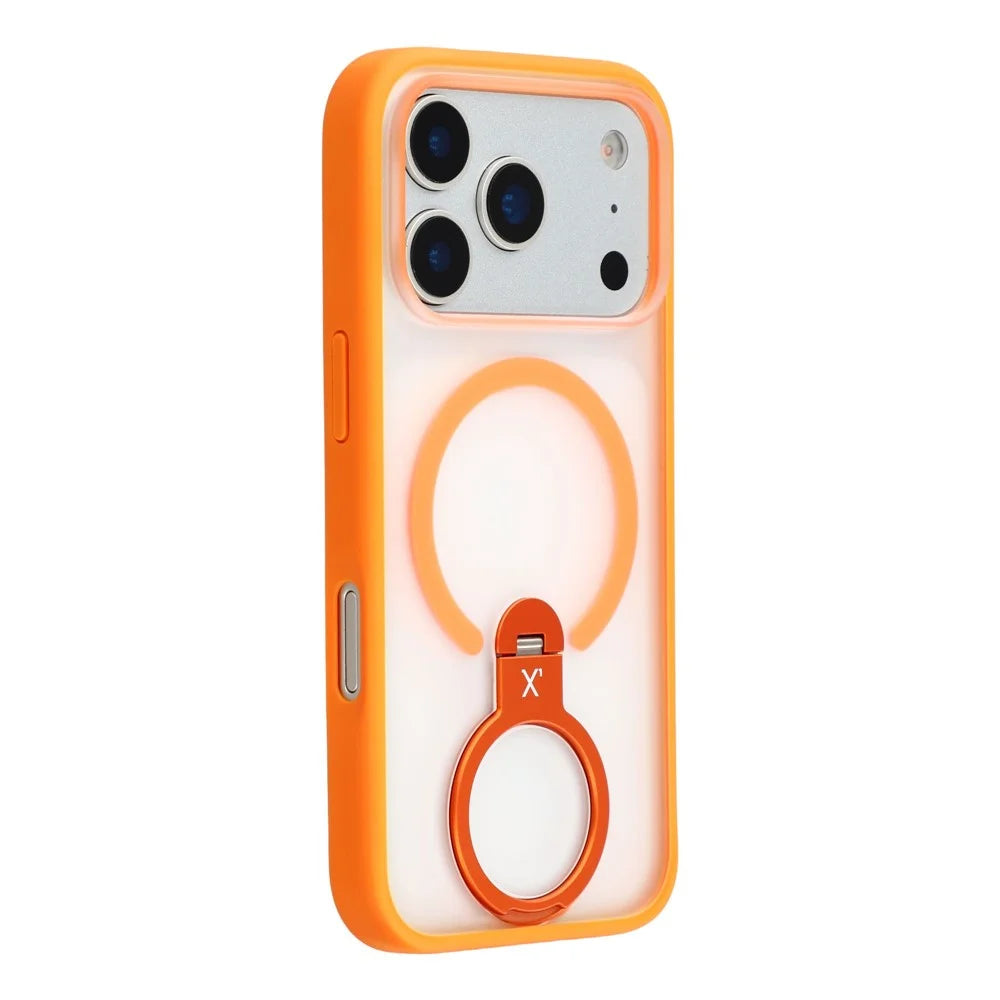 X-LEVEL For iPhone 17 Pro Max Magnetic Case Rotating Kickstand Anti Drop TPU + PC Matte Phone Back Cover - Orange - 1