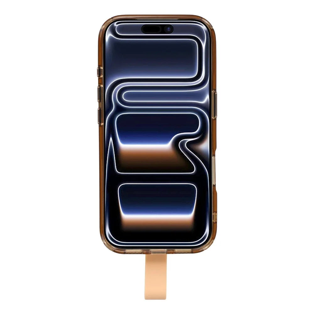JAUCASE For iPhone 17 Pro Max Case Rotating Kickstand Wristband Shockproof TPU + PC Phone Back Cover - Transparent Gold - 2