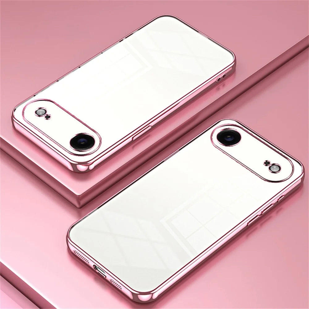 For iPhone Air Case Electroplating Frame Soft TPU Phone Cover - Pink - 2