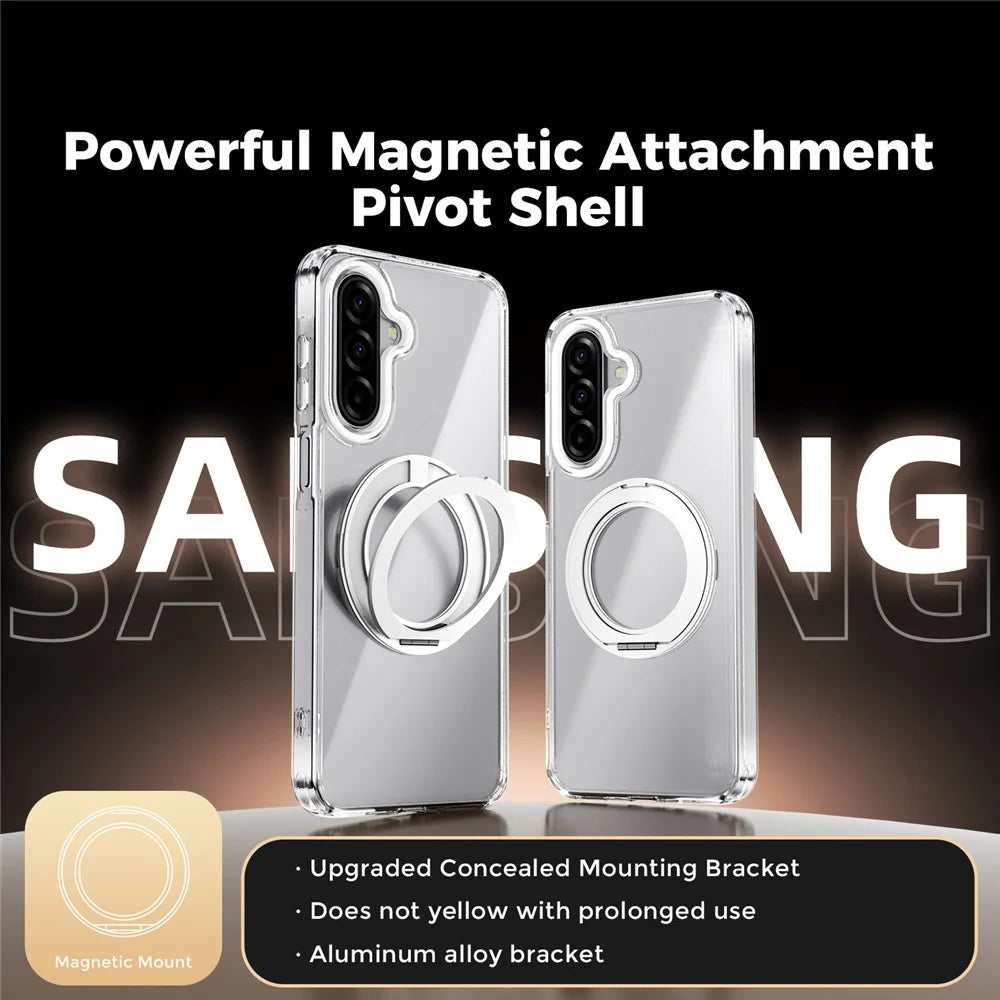 ABEEL Q-LUCK For Samsung Galaxy A18 5G / A18 4G / A17 5G / A17 4G Magnetic Case Rotating Kickstand Shockproof TPU + PC Phone Back Cover - Silver - 2