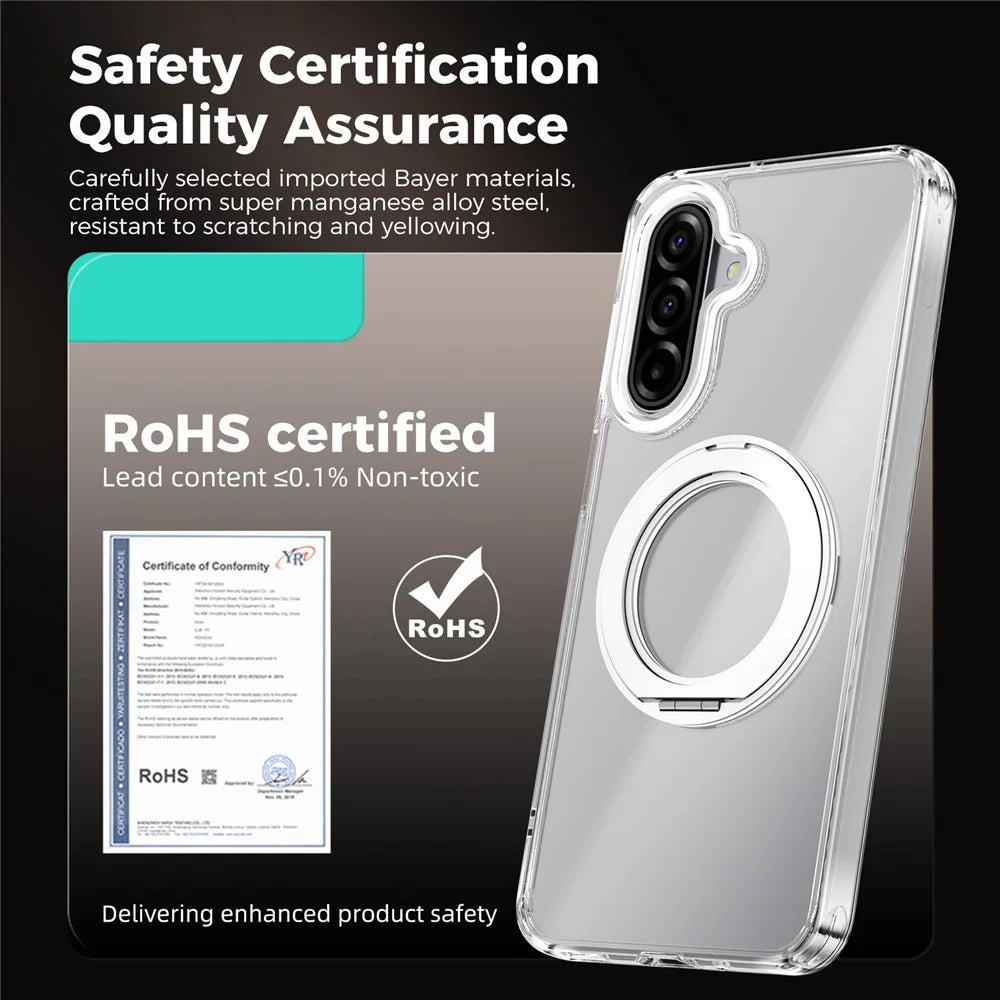 ABEEL Q-LUCK For Samsung Galaxy A18 5G / A18 4G / A17 5G / A17 4G Magnetic Case Rotating Kickstand Shockproof TPU + PC Phone Back Cover - Silver - 3