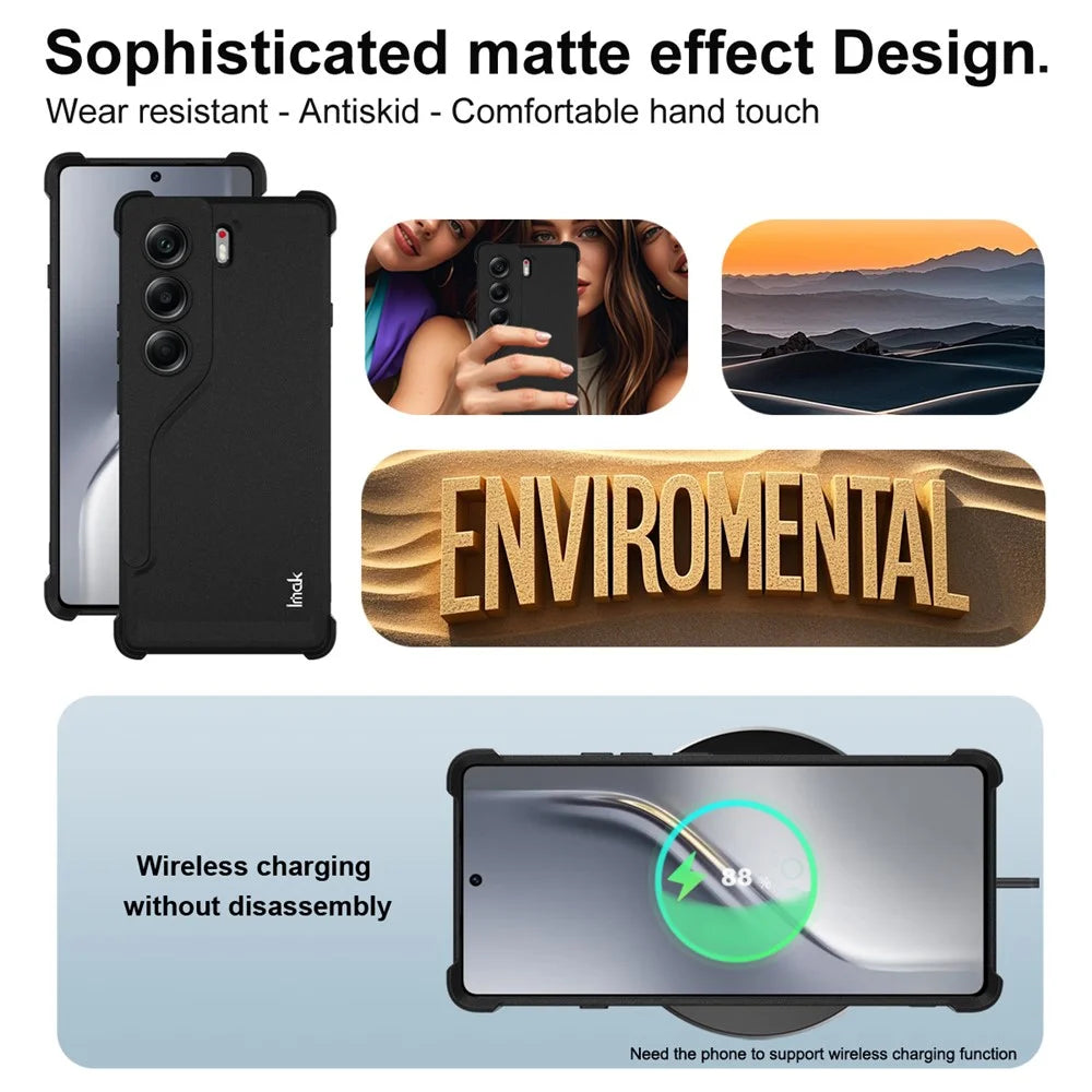 IMAK For TECNO Camon 40 4G Case TPU Phone Cover Airbag Shockproof Protection - Matte Black - 5