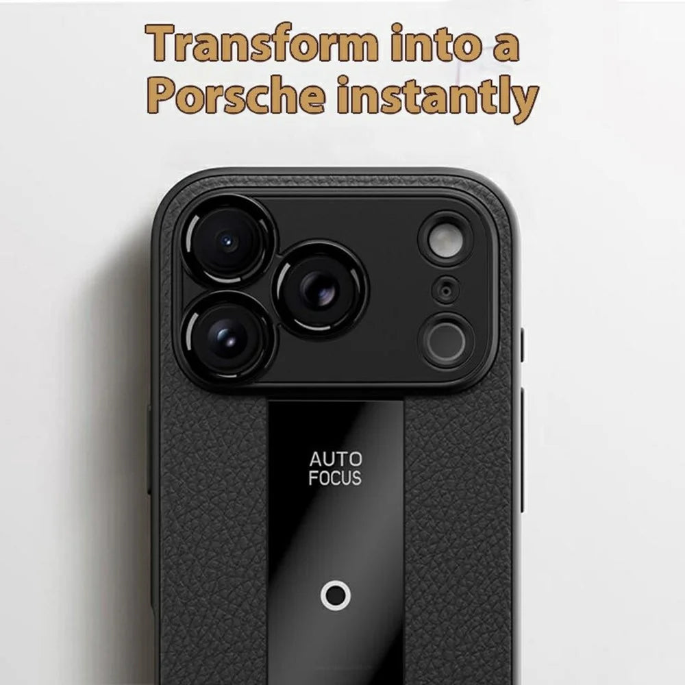 Q.COO For iPhone 17 Pro Max Case Shockproof PU + TPU + Acrylic Phone Cover - Black - 4