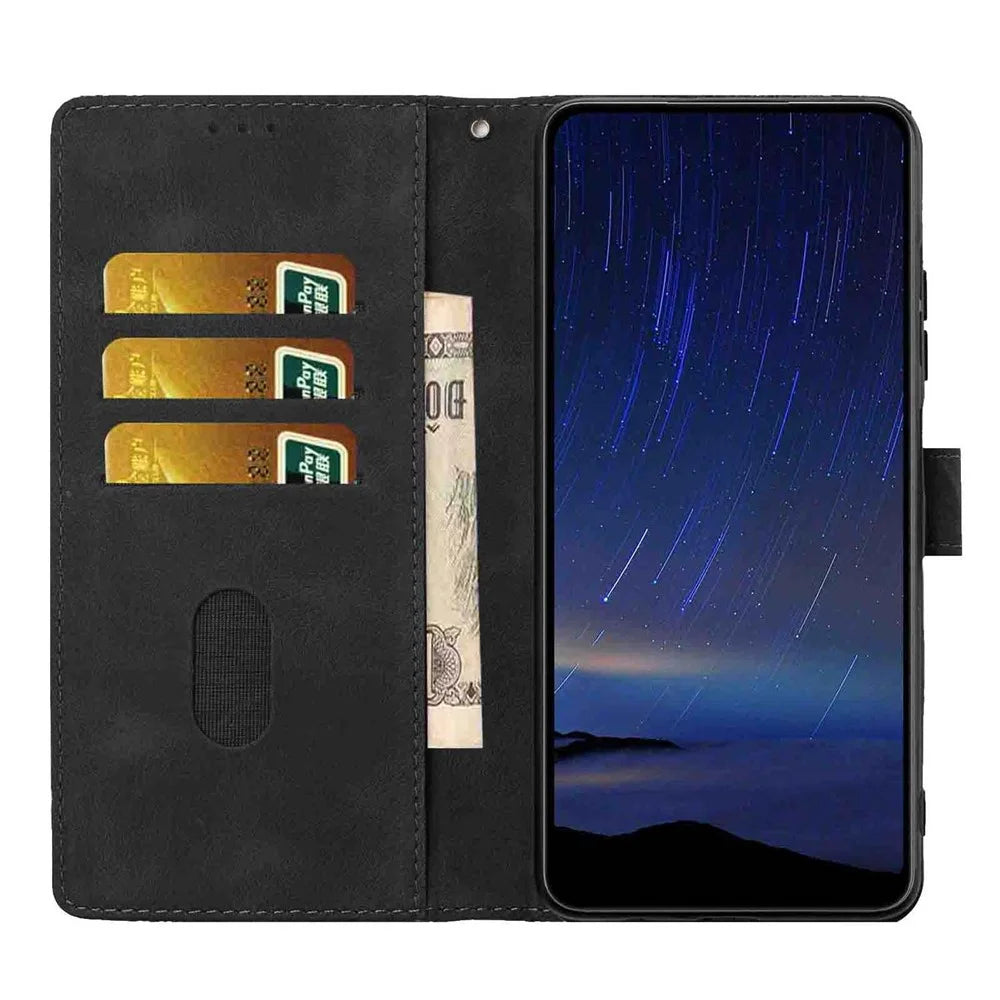For Samsung Galaxy S25+ Flip Case Cherry Blossom Pattern Leather Wallet Stand Phone Cover with Wrist Strap - Black - 2
