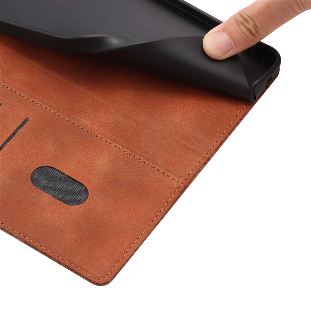 For Samsung Galaxy A25 5G (Global) (161mm) Flip Case Cherry Blossom Pattern Leather Wallet Stand Phone Cover with Wrist Strap - Brown - 4