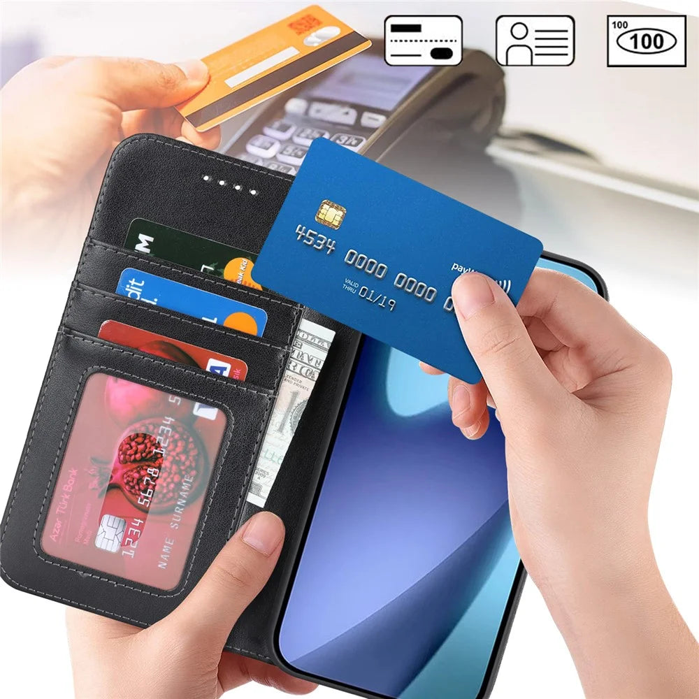 For iPhone Air Case R61 Texture Wallet Leather Flip Phone Cover with Wrist Strap - Black - 6