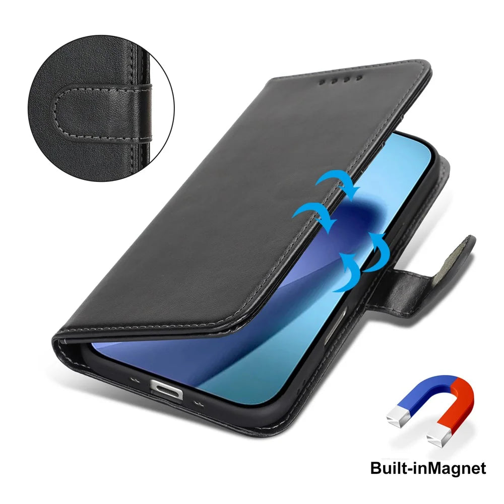 For iPhone Air Case R61 Texture Wallet Leather Flip Phone Cover with Wrist Strap - Black - 7