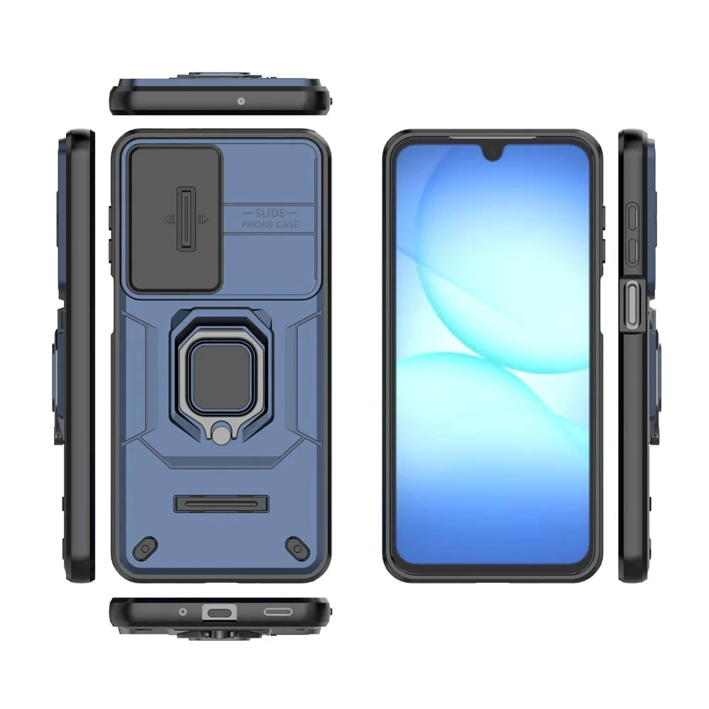 For Samsung Galaxy A18 5G / A18 4G / A17 5G / A17 4G Case PC + TPU Kickstand Phone Protector with Lens Cover - Blue - 4
