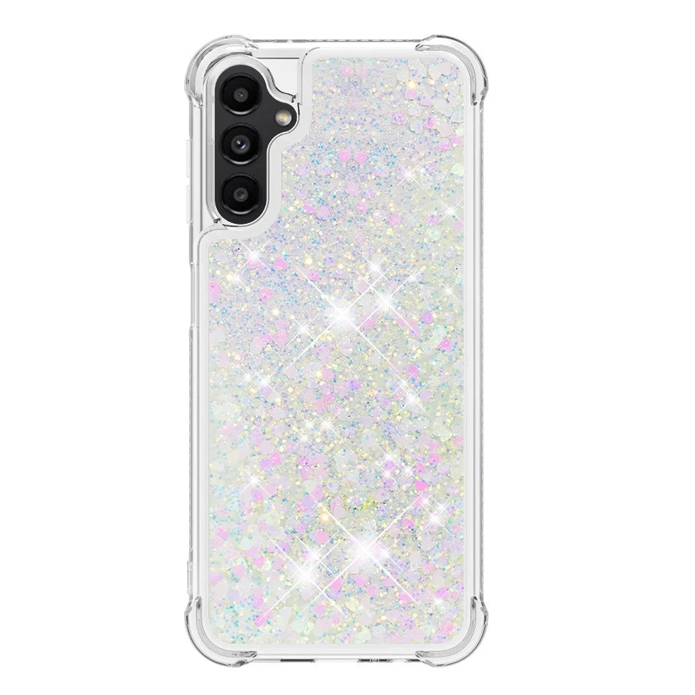 For Samsung Galaxy A14 5G / A14 4G TPU Case Glitter Quicksand Shockproof Phone Back Cover - Laser  /  Hearts - 3