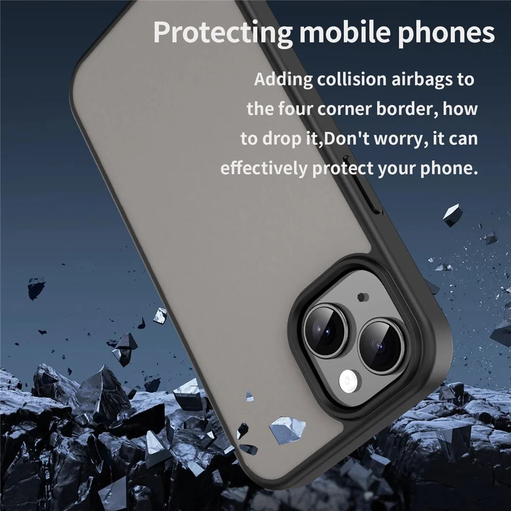 For iPhone 15 Case Skin Touch Matte Anti Drop TPU PC Phone Back Cover - Black - 2