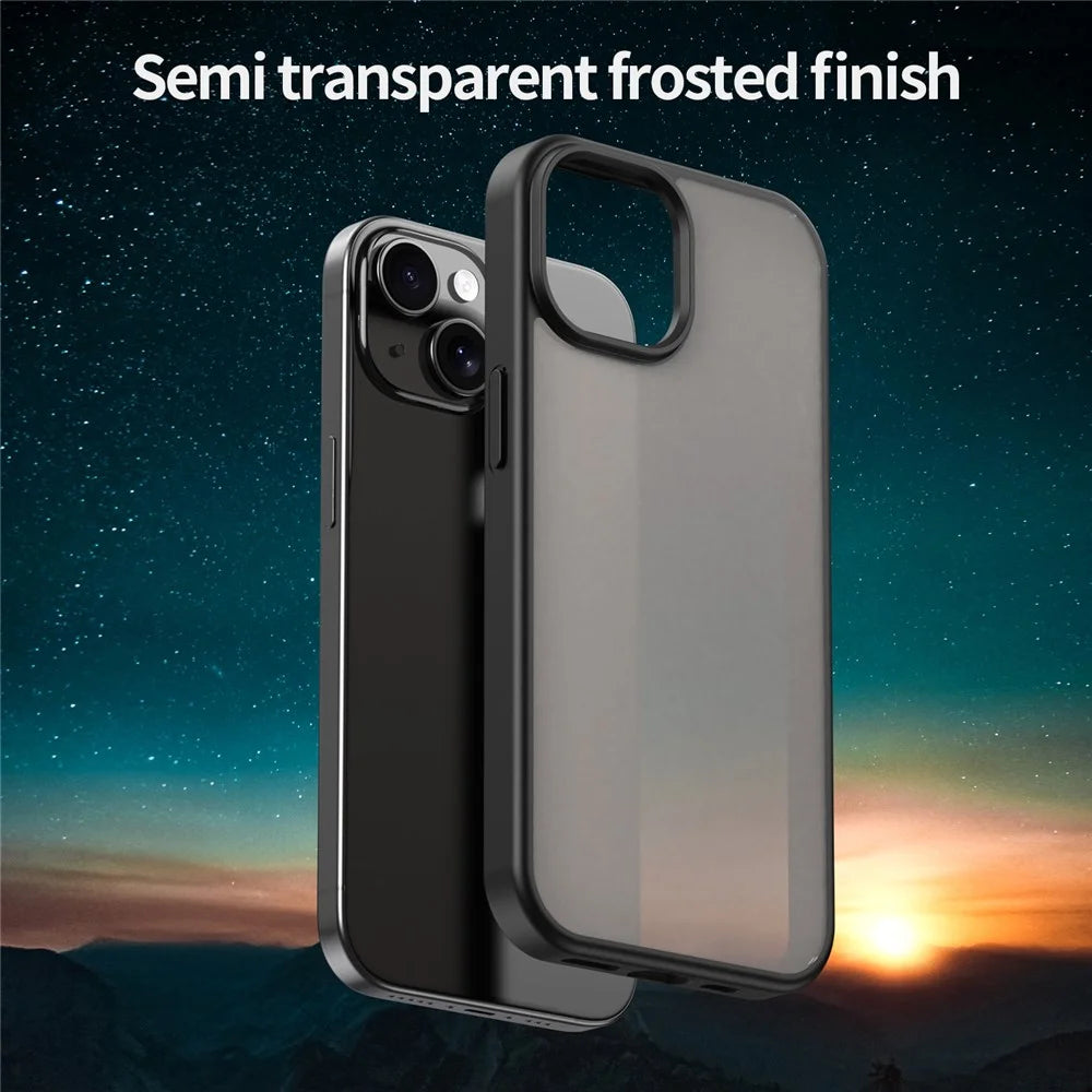 For iPhone 15 Case Skin Touch Matte Anti Drop TPU PC Phone Back Cover - Black - 3