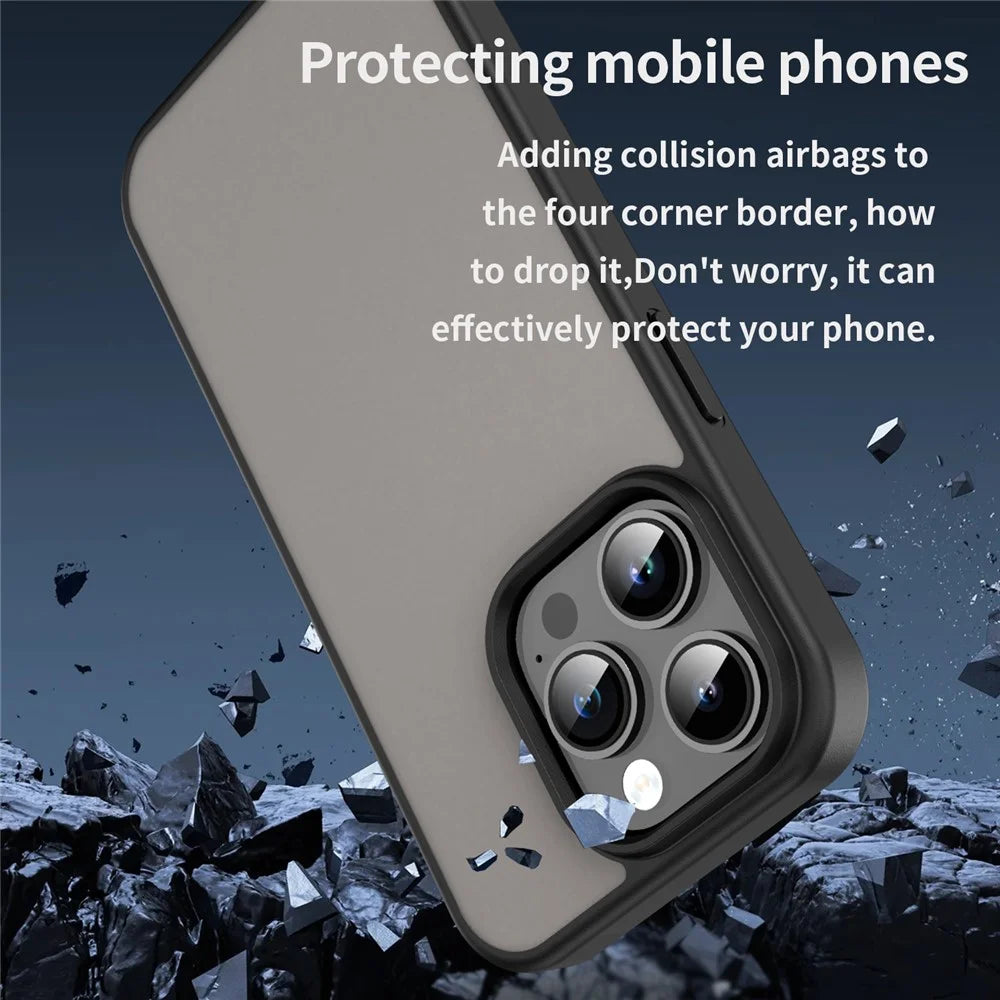 For iPhone 14 Pro Case Skin Touch Matte Anti Drop TPU PC Phone Back Cover - Black - 2