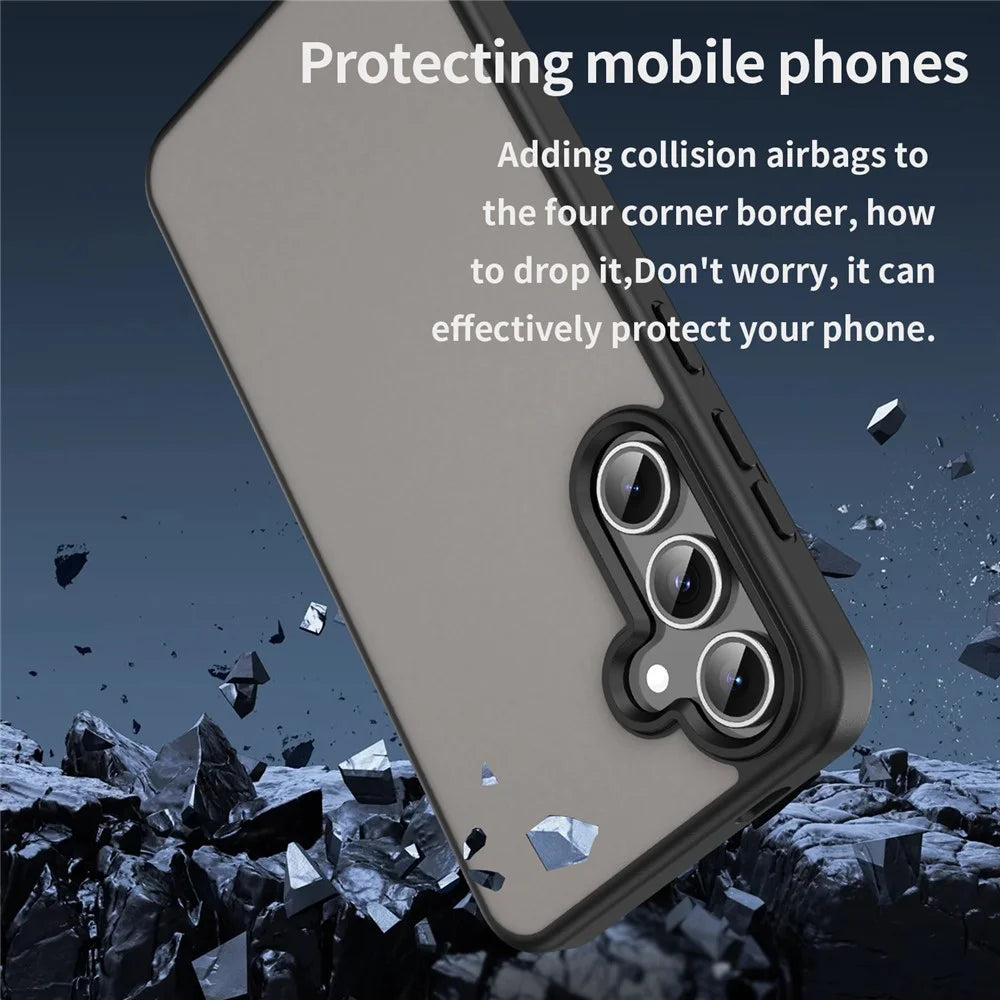 For Samsung Galaxy S24 FE Case Skin Touch Matte Anti Drop TPU PC Phone Back Cover - Black - 2