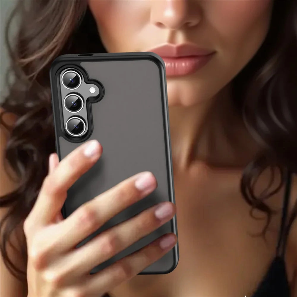 For Samsung Galaxy S24 FE Case Skin Touch Matte Anti Drop TPU PC Phone Back Cover - Black - 5