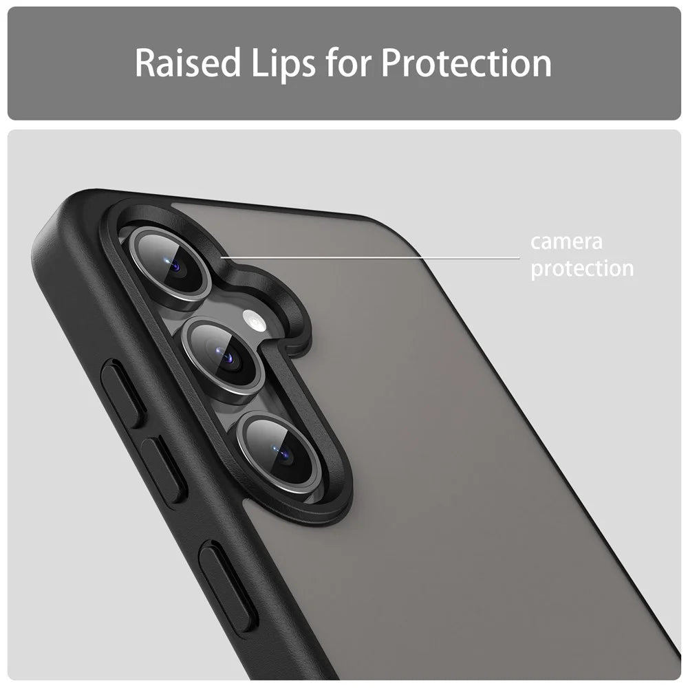 For Samsung Galaxy S24 FE Case Skin Touch Matte Anti Drop TPU PC Phone Back Cover - Black - 7