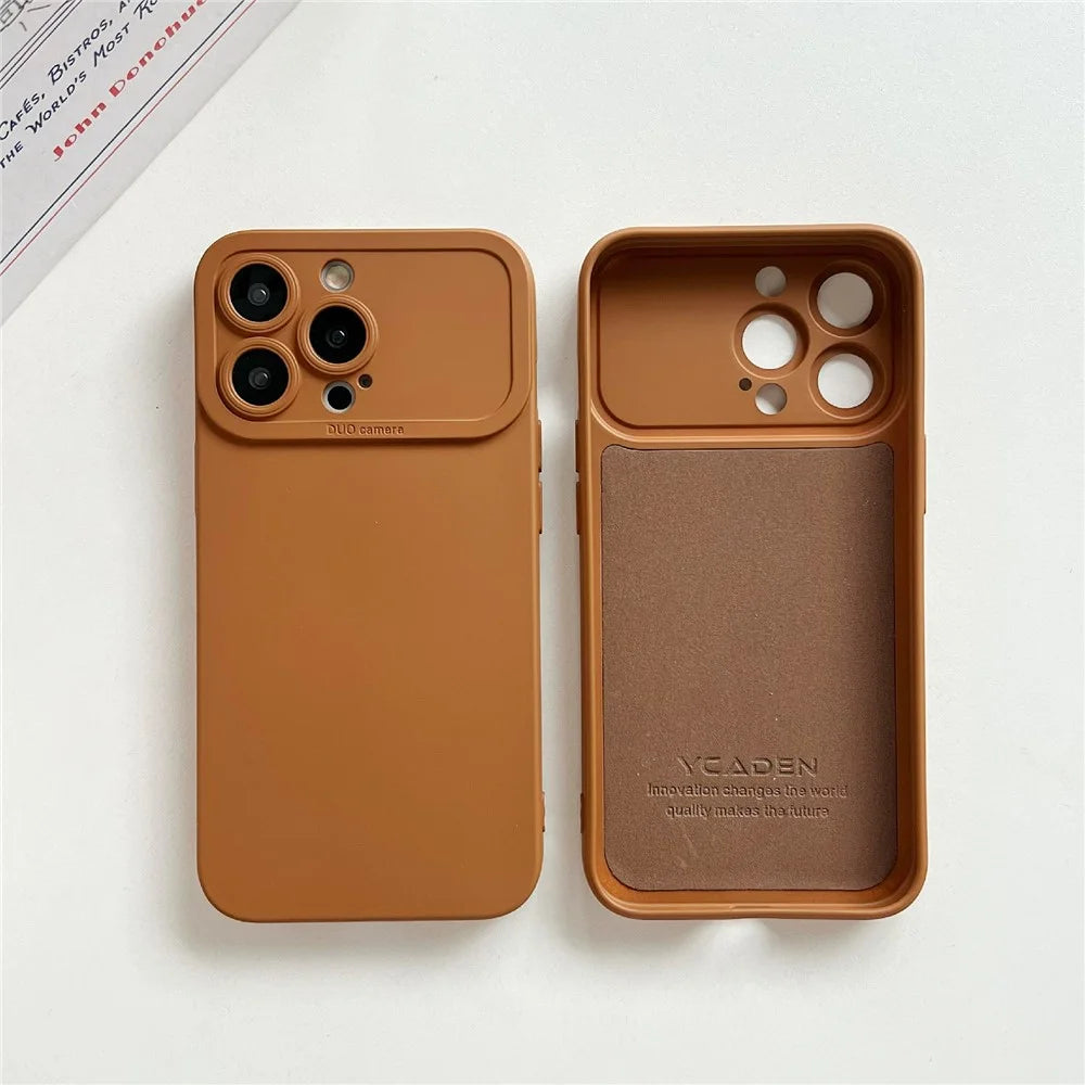 YCADEN For iPhone 15 Pro Case Precision Cutout TPU Protective Phone Cover - Brown - 2