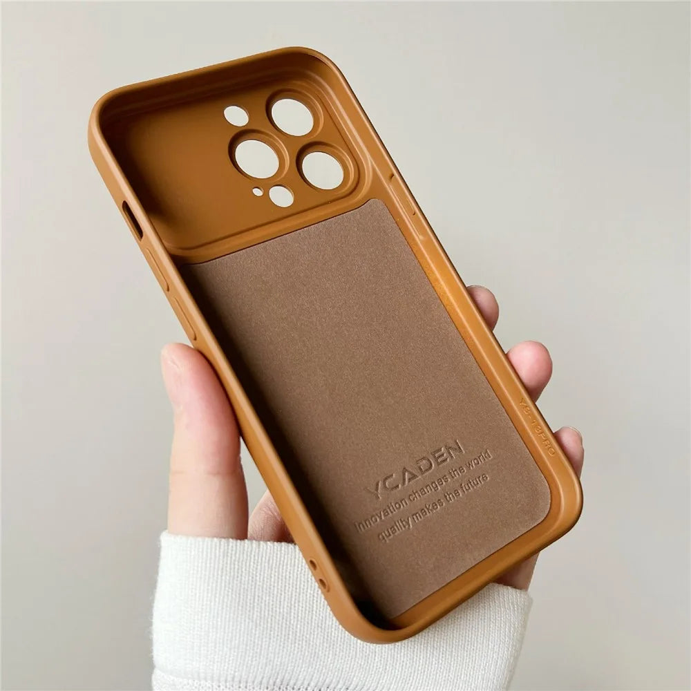 YCADEN For iPhone 13 Pro Max Case Precision Cutout TPU Protective Phone Cover - Brown - 4