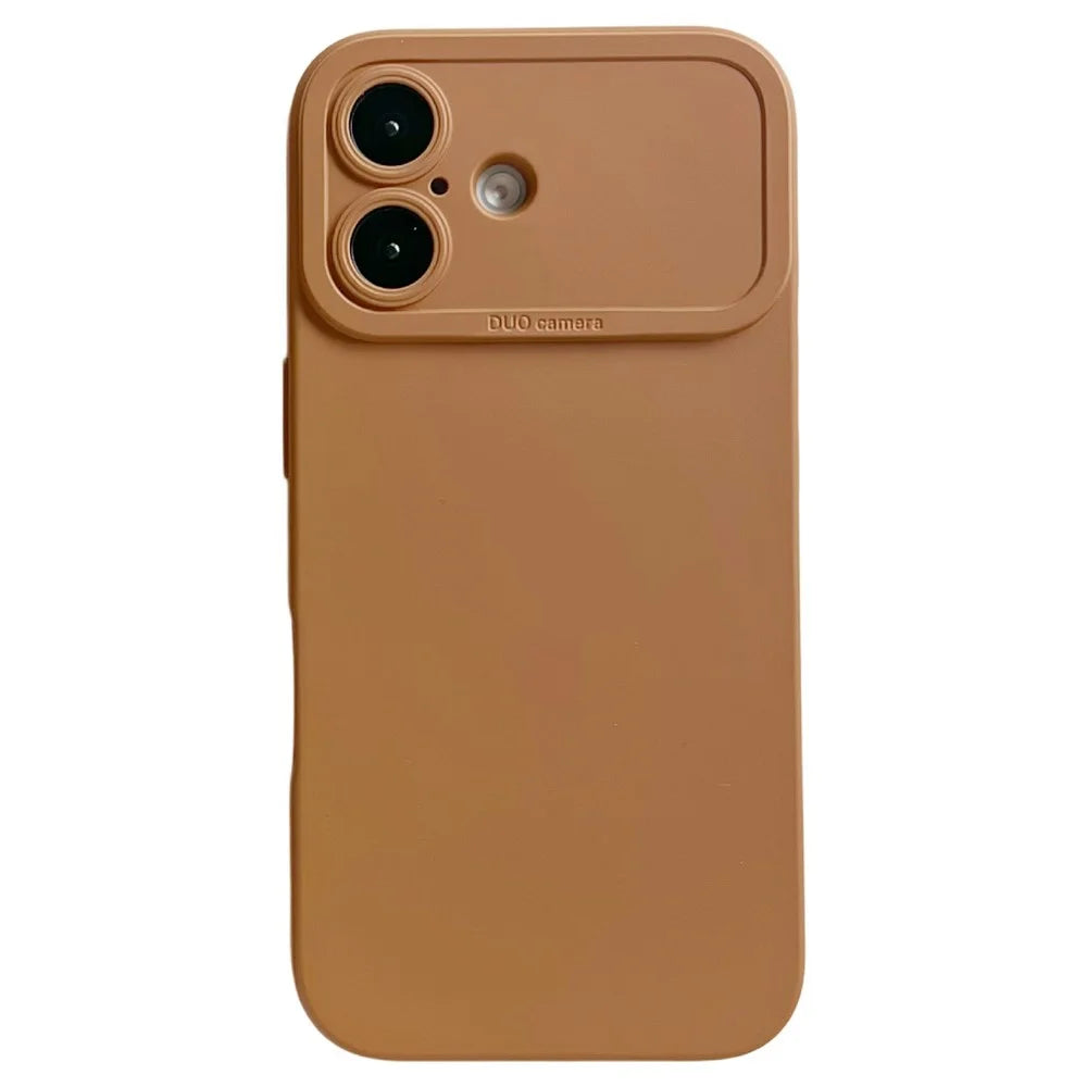 YCADEN For iPhone 16 Case Precision Cutout TPU Protective Phone Cover - Brown - 1