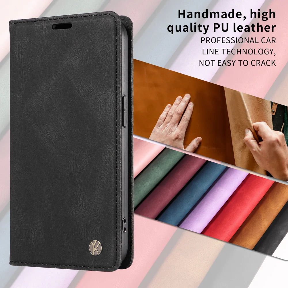 YIKATU For Realme Narzo 80 Lite 4G / Realme Note 70 4G / Realme Note 70T 4G / Realme C71 4G (India) Leather Cover  YK-004 Skin-Touch Wallet Phone Cases - Black - 3
