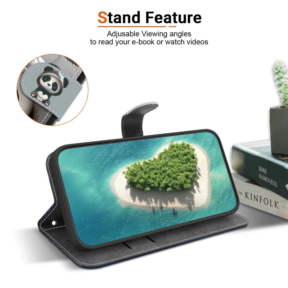 For Samsung Galaxy S26 Wallet Case Pattern Printing Leather Stand Phone Cover with Strap - Panda - 3