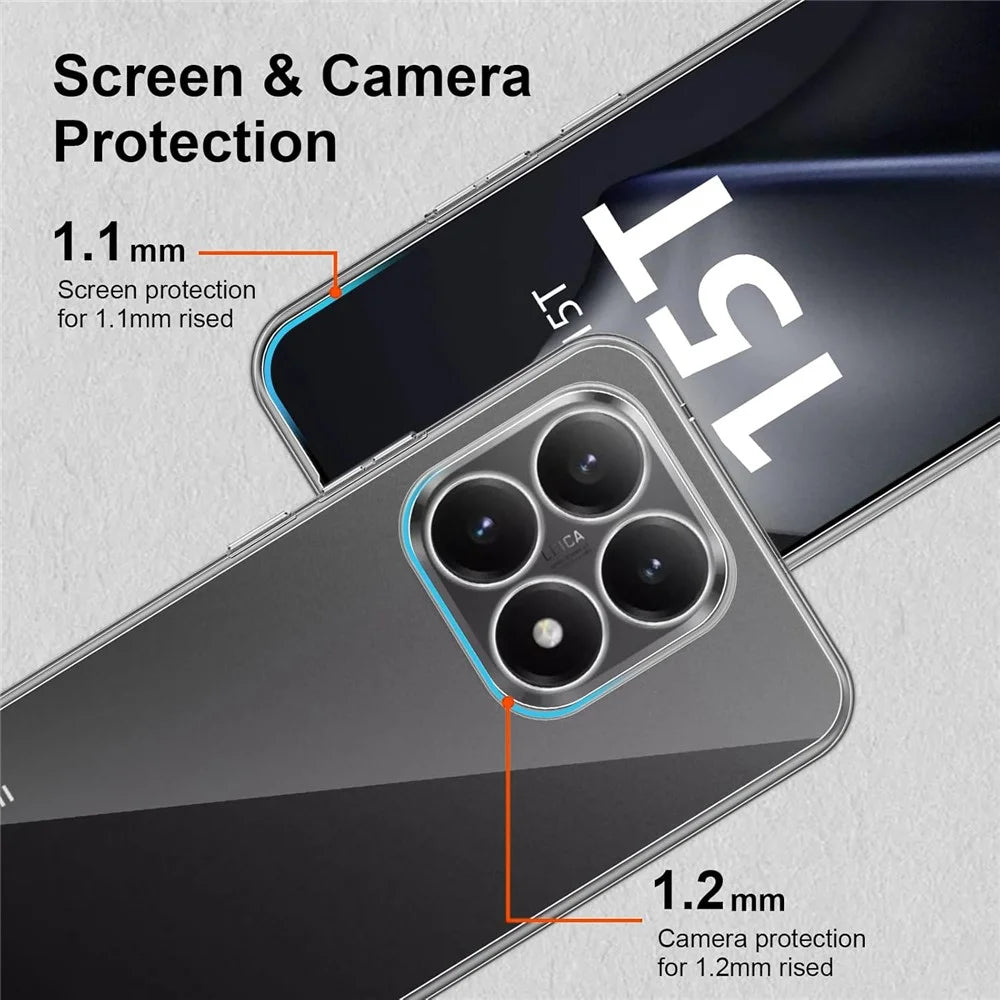 For Xiaomi 15T Clear TPU Anti-Scratch Phone Case + 2.5D Arc Edge Screen Protector - 6