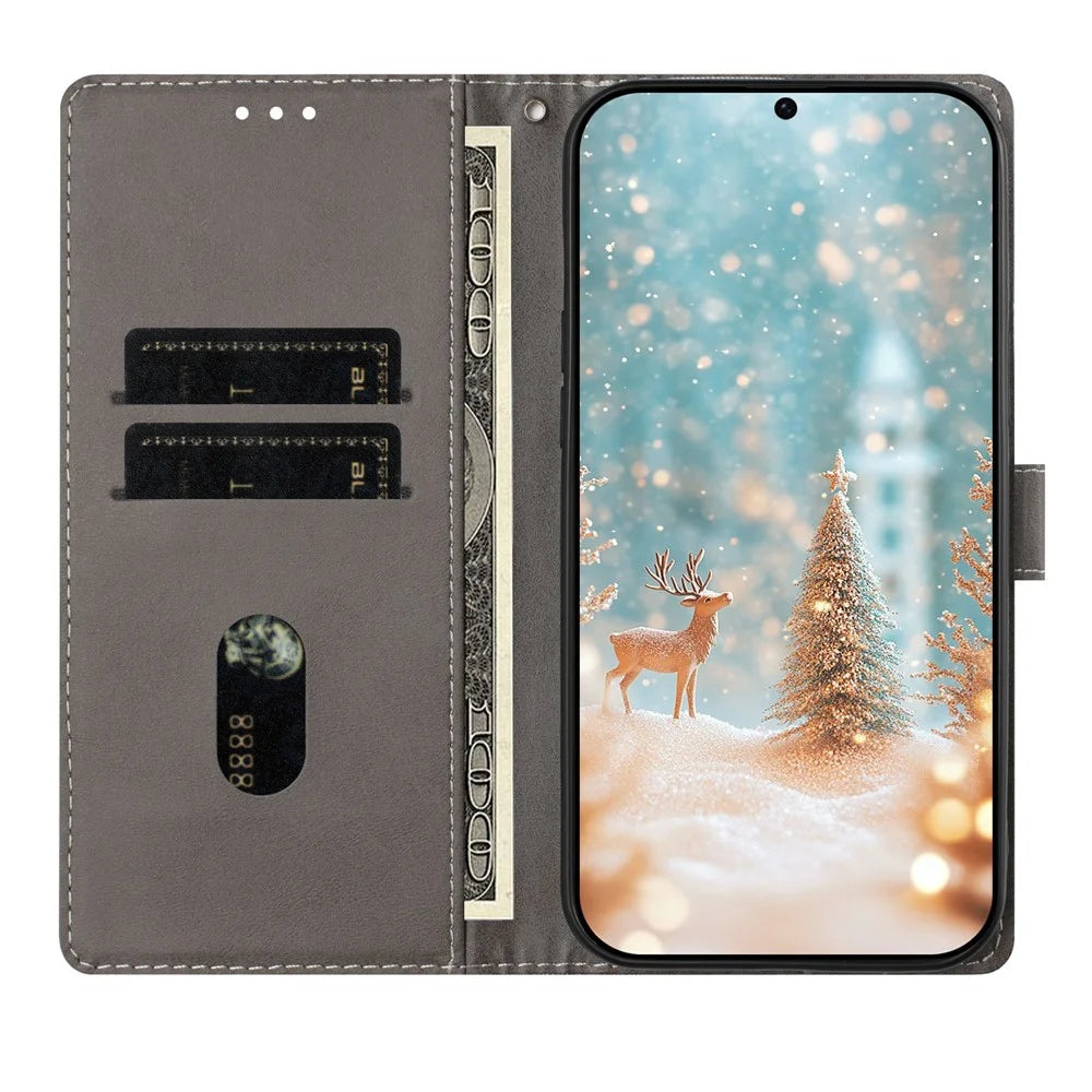 For iPhone 18 Pro Max / 17 Pro Max Case Christmas Themed Pattern Printing PU Leather Wallet Phone Cover with Wrist Strap - Santa Claus - 2