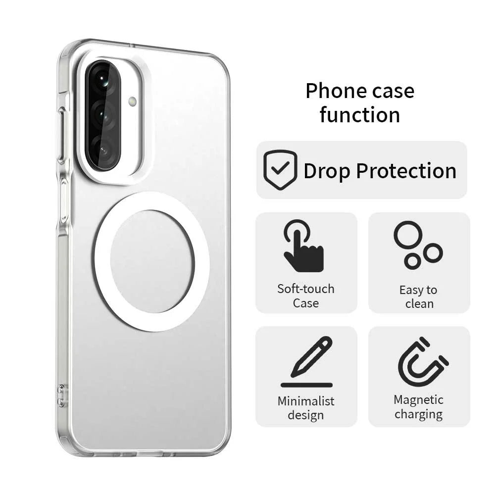 For Samsung Galaxy A17 5G / 4G Magnetic Case Anti Drop Hybrid Phone Back Cover - White - 4